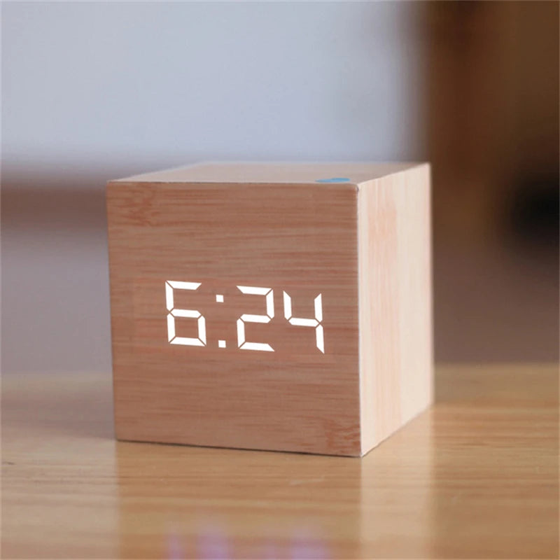 Retro Glow Square LED Alarm Clock with Voice Control