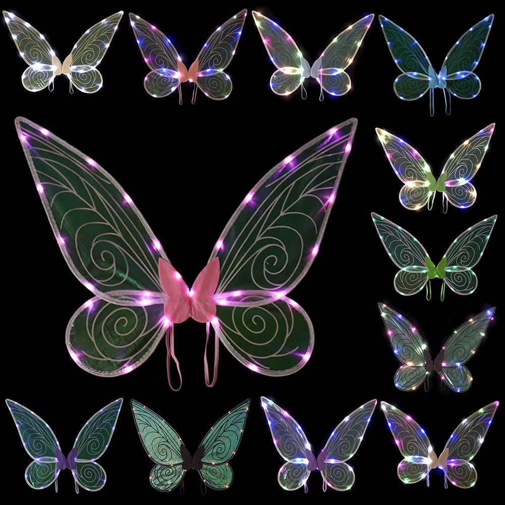 Shimmering LED Butterfly Wings for Kids – Enchanted Fairy Costume Accessory