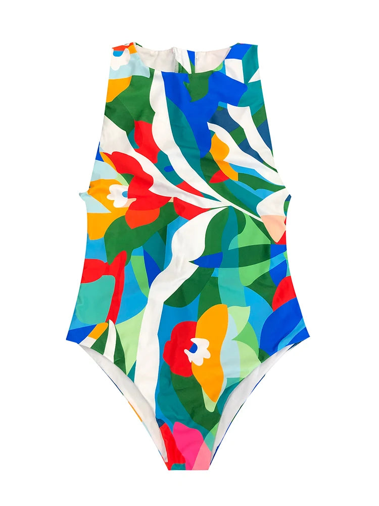 Retro Glam High-Cut One-Piece Swimsuit