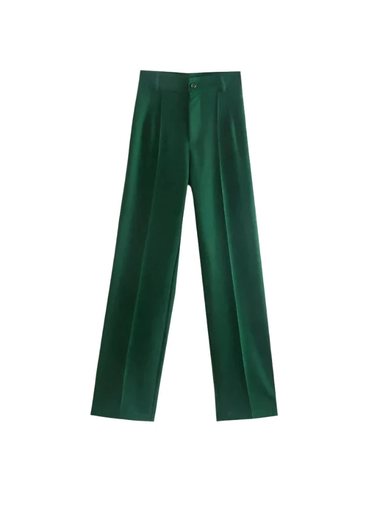 Vintage High-Waist Straight-Leg Office Trousers for Women