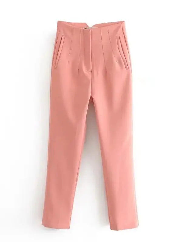 Timeless High-Waist Tailored Pants - Classic Solid Colors