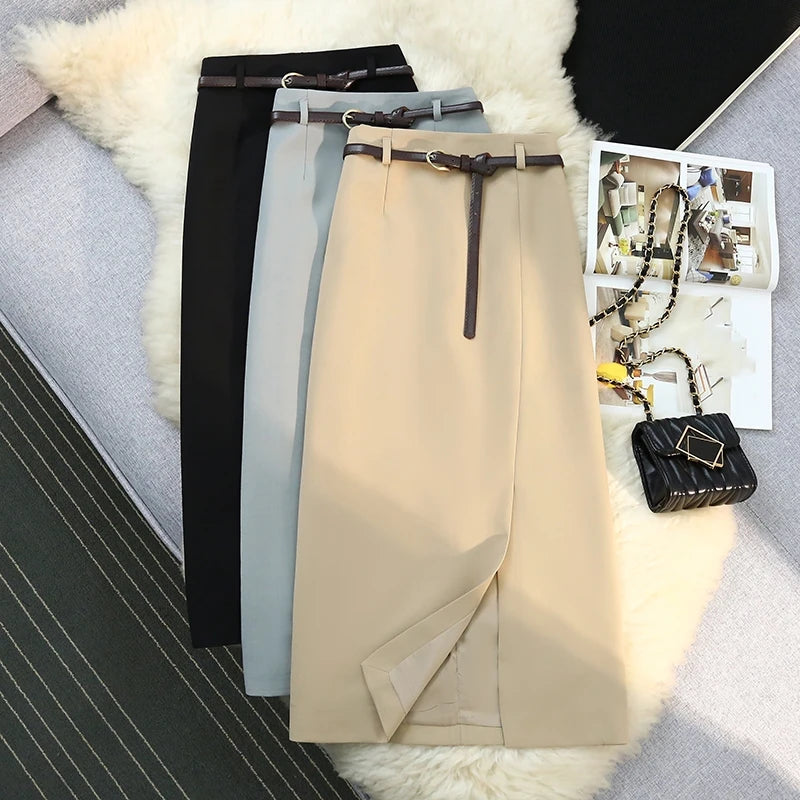 Seoulish Vintage A-Line Split Skirt