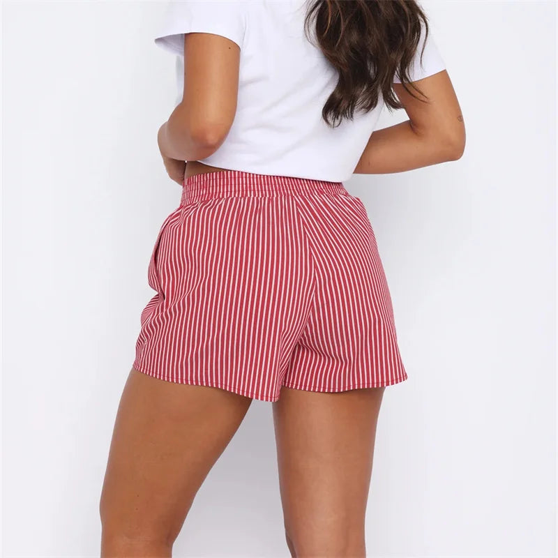 Vintage Striped High-Waist Pajama Shorts – Women's Casual Summer Lounge Shorts