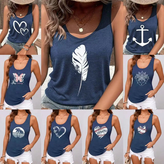 Summer Breeze Sleeveless Resort Vest - Women's Blue Print Edition