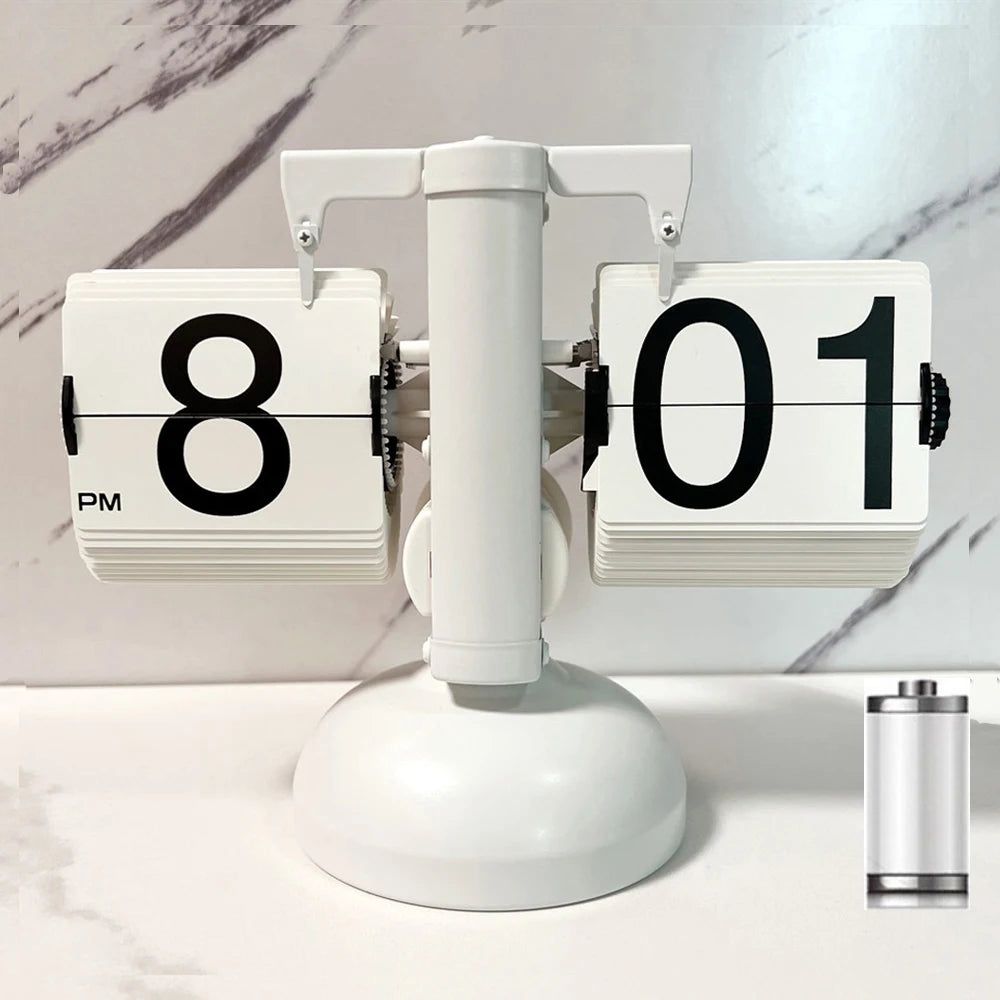 Modern Flip Page Clock - Tech-Inspired Desktop Timepiece with Battery Included