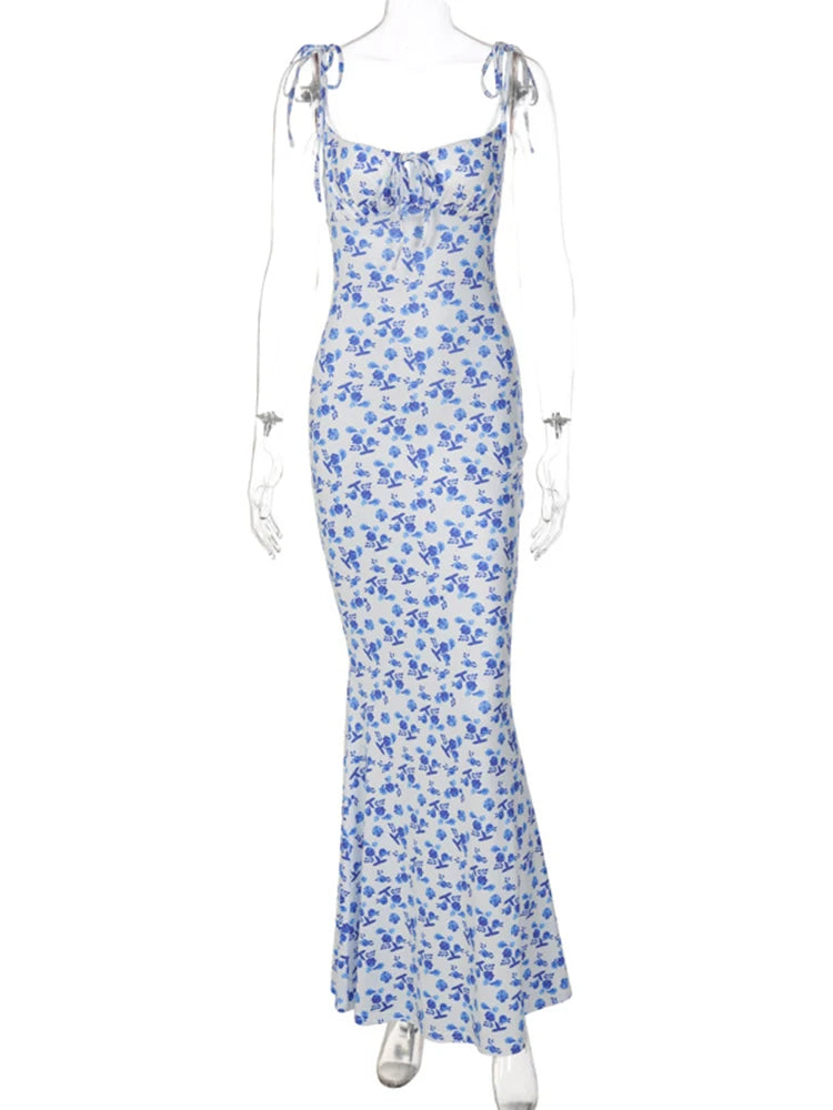 Hugcitar Elegant Floral Bodycon Maxi Dress – Perfect for Beach Vacations & Summer Streets