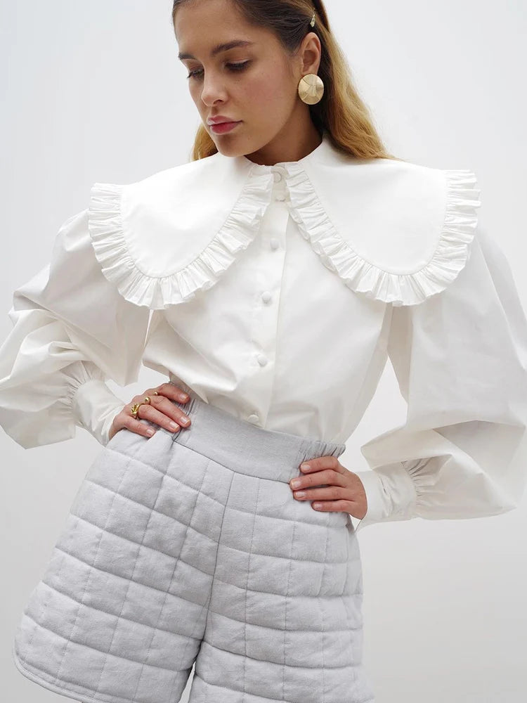 Elegant Autumn-Winter White Lolita Blouse – Long Sleeve Women's Shirt