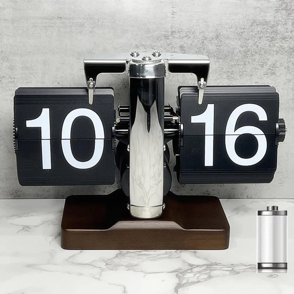 Modern Flip Page Clock - Tech-Inspired Desktop Timepiece with Battery Included