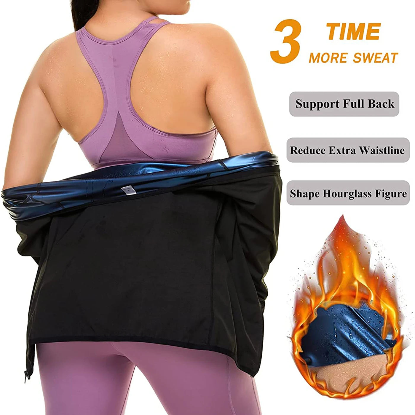 HeatFit Long Sleeve Sauna Suit for Women – Sweat Body Shaper & Waist Trainer Workout Top