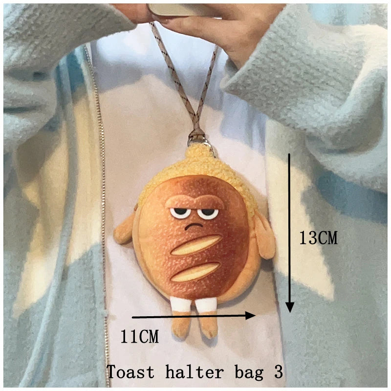 Cozy Toast Plush Shoulder Bag - Adorable & Soft Accessory