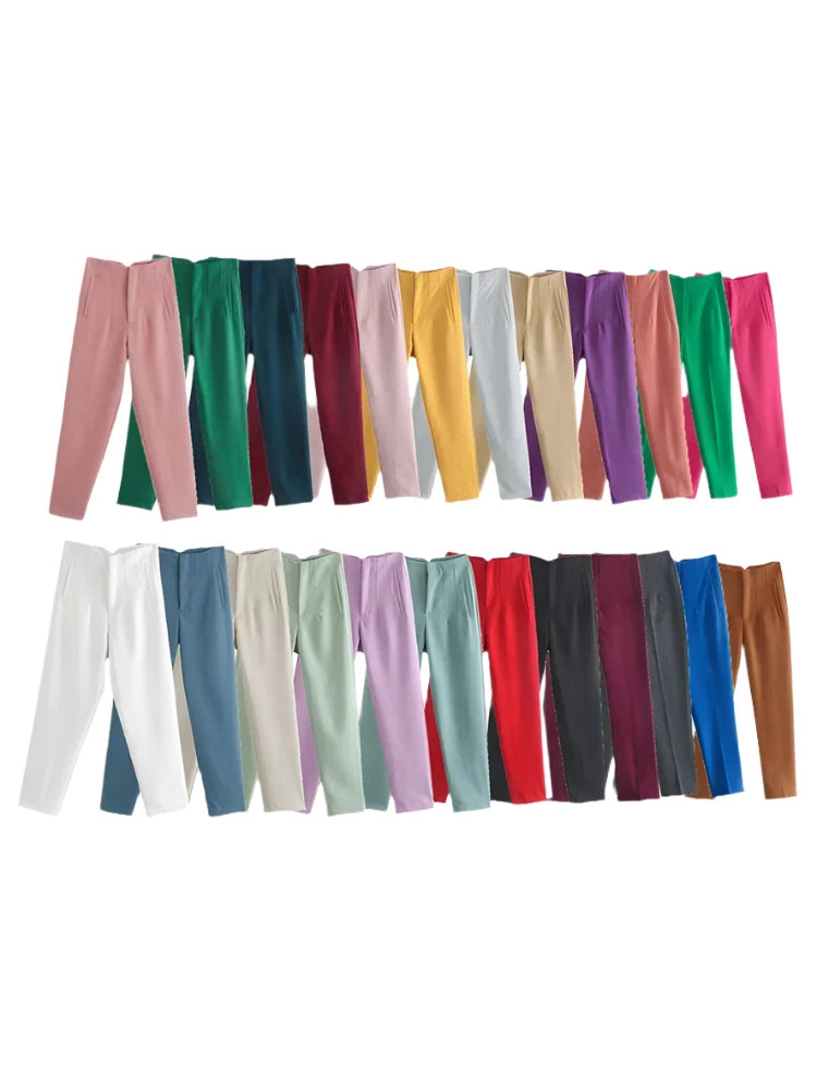 Timeless High-Waist Tailored Pants - Classic Solid Colors