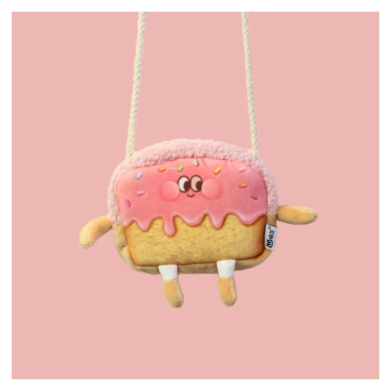 Cozy Toast Plush Shoulder Bag - Adorable & Soft Accessory