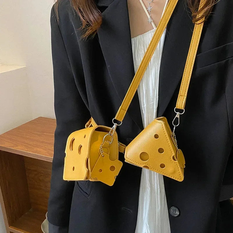 Chic Cheese Slice Shoulder Bag - Yellow PU Leather Arm Candy