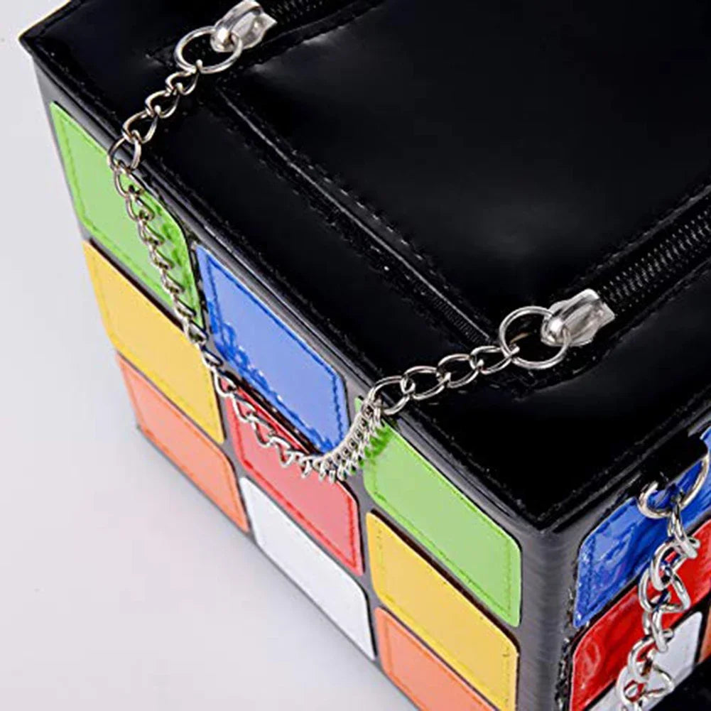 Elegant Cubic Chain Tote - Luxury PU Leather Mini Handbag for Women