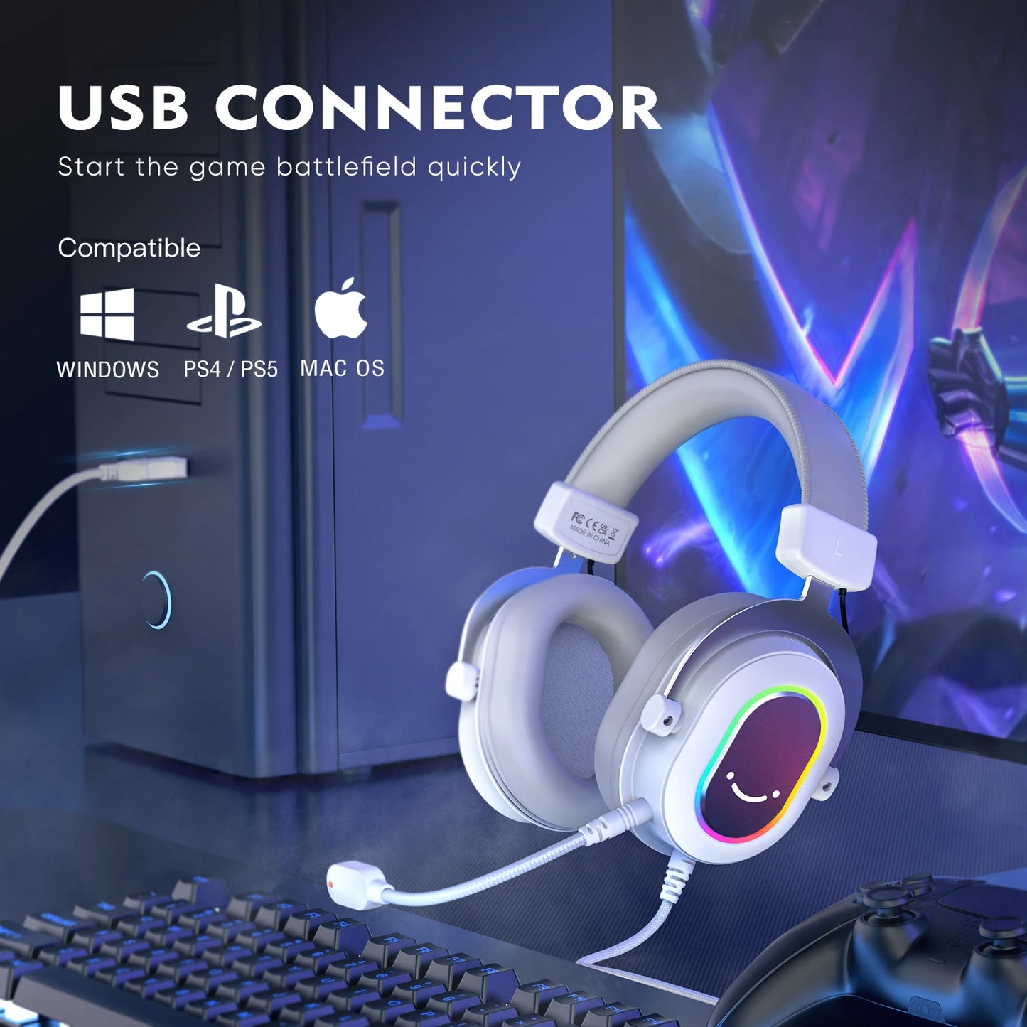 FIFINE Ampligame H6W RGB Surround Gaming Headset