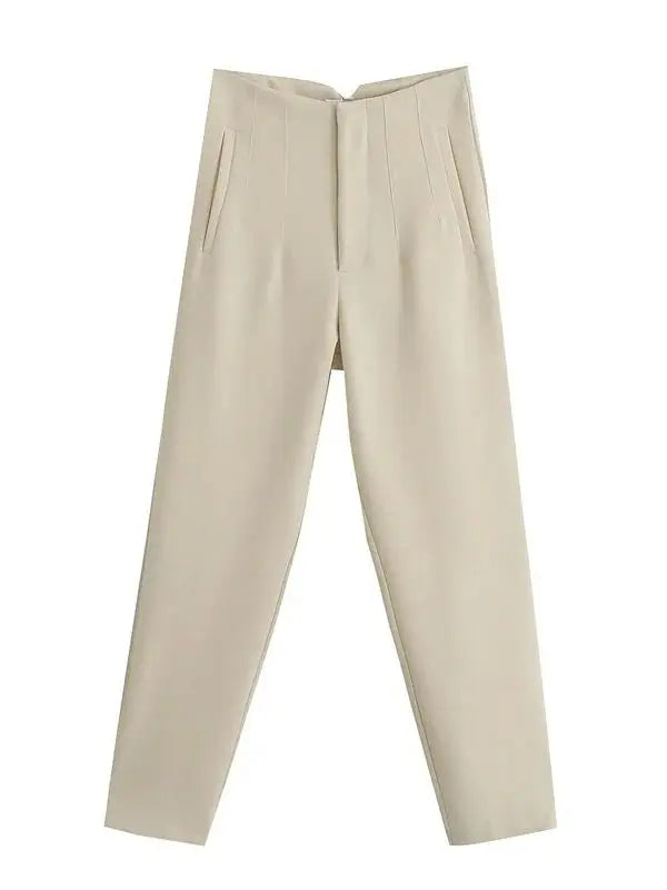 Timeless High-Waist Tailored Pants - Classic Solid Colors