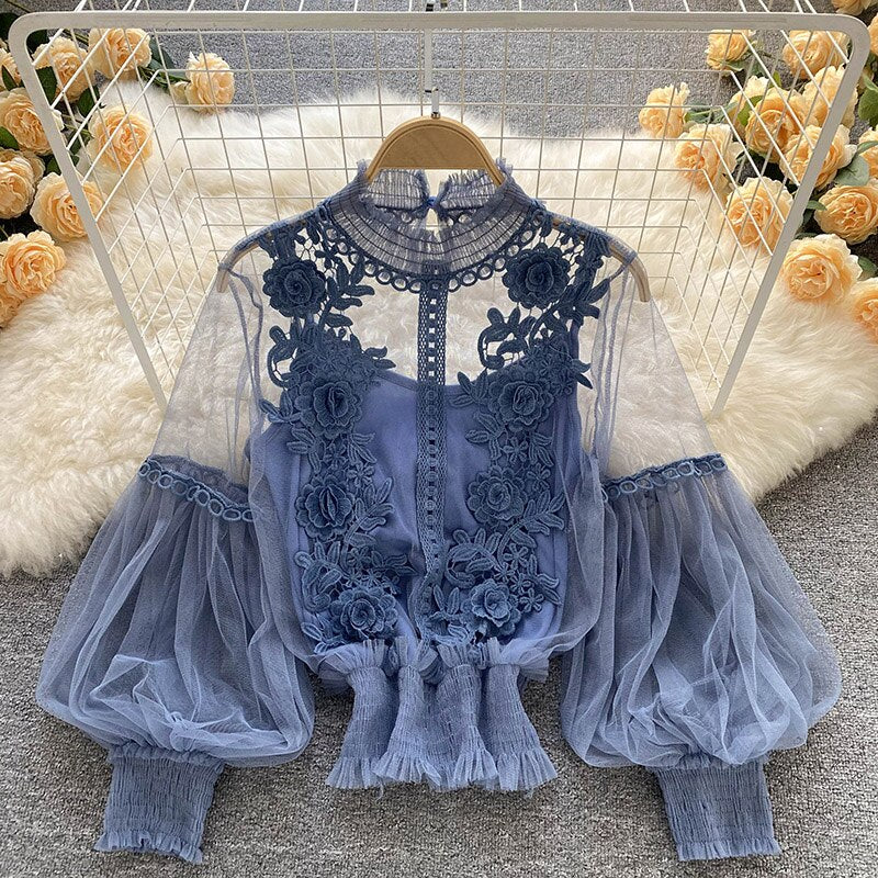 Delicate Lace Puff Sleeve Top