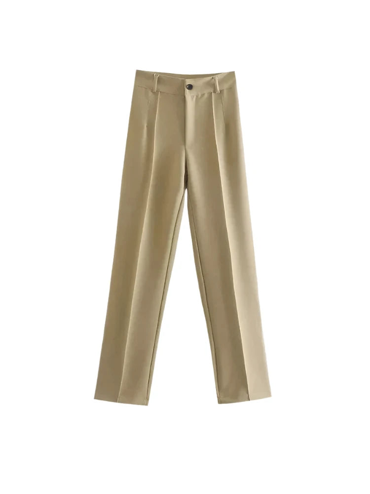 Vintage High-Waist Straight-Leg Office Trousers for Women