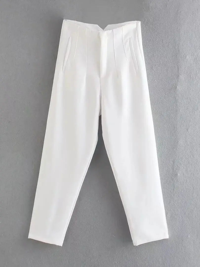 Timeless High-Waist Tailored Pants - Classic Solid Colors