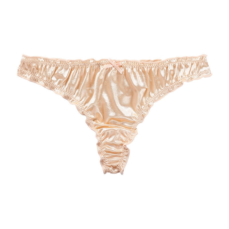 Chic French Ruffle Satin Briefs