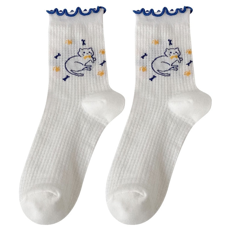 Ladies' Summer Thin Mesh Cat Socks