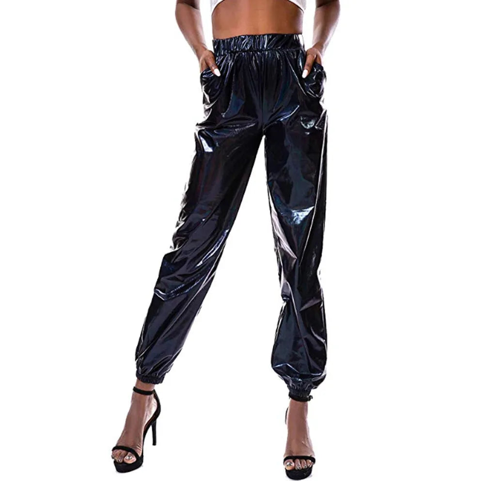 GlimmerFlex High-Waist Metallic Joggers