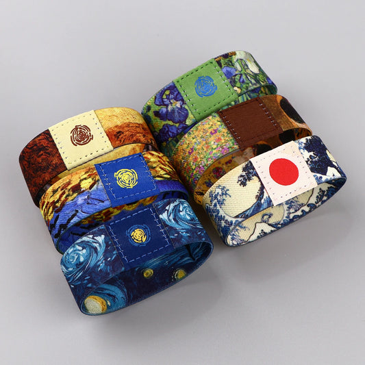 Van Gogh-Inspired Japanese Wave Elastic Wristband - Artful Sport Bracelet for Women & Men