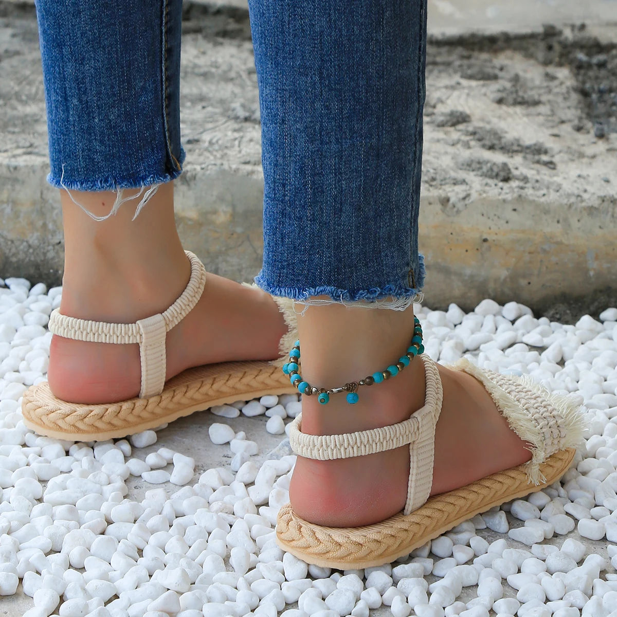 Chic Tassel Comfort Sandals - Non-Slip, Wear-Resistant Flats