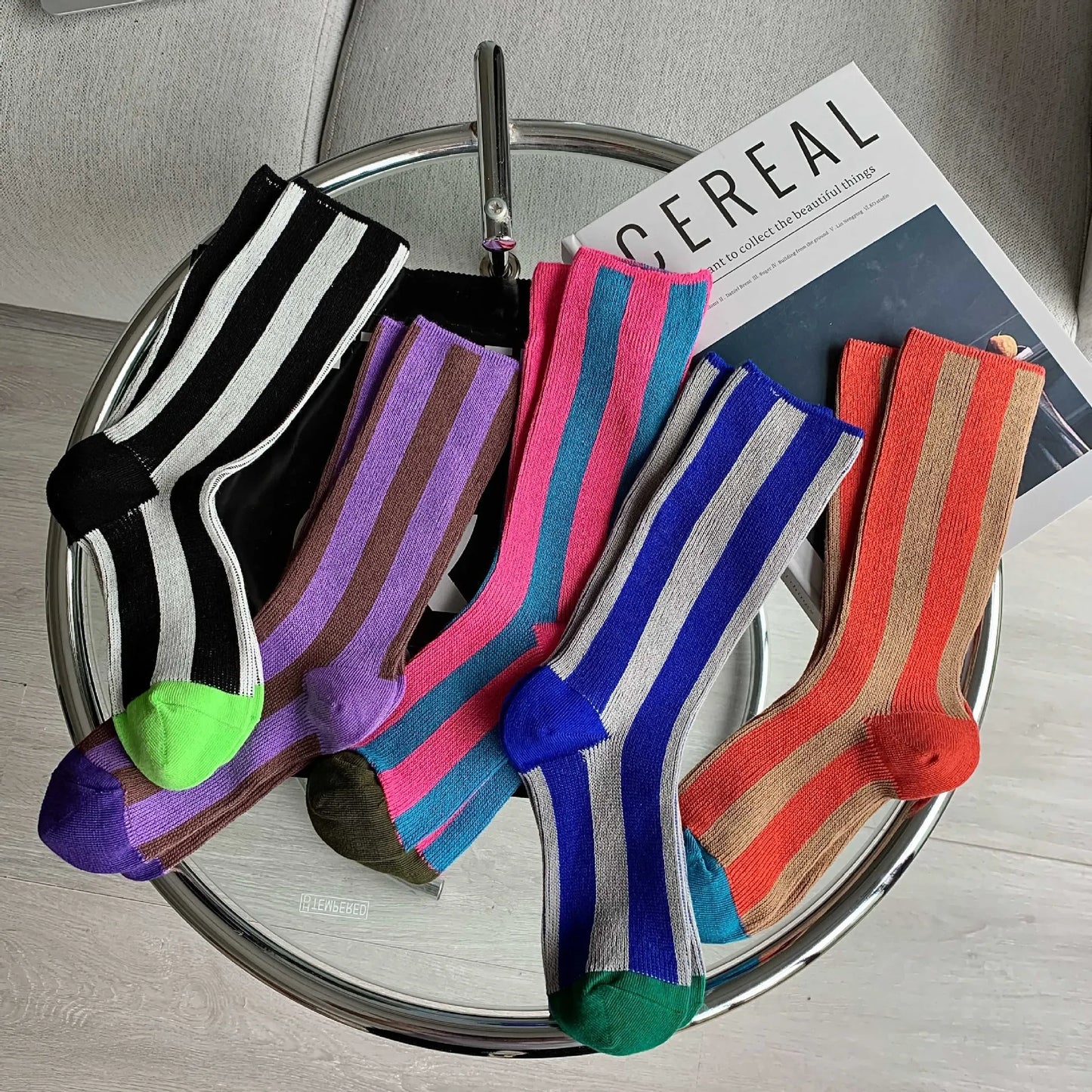 Dual-Stripe Cotton Sports Tube Socks