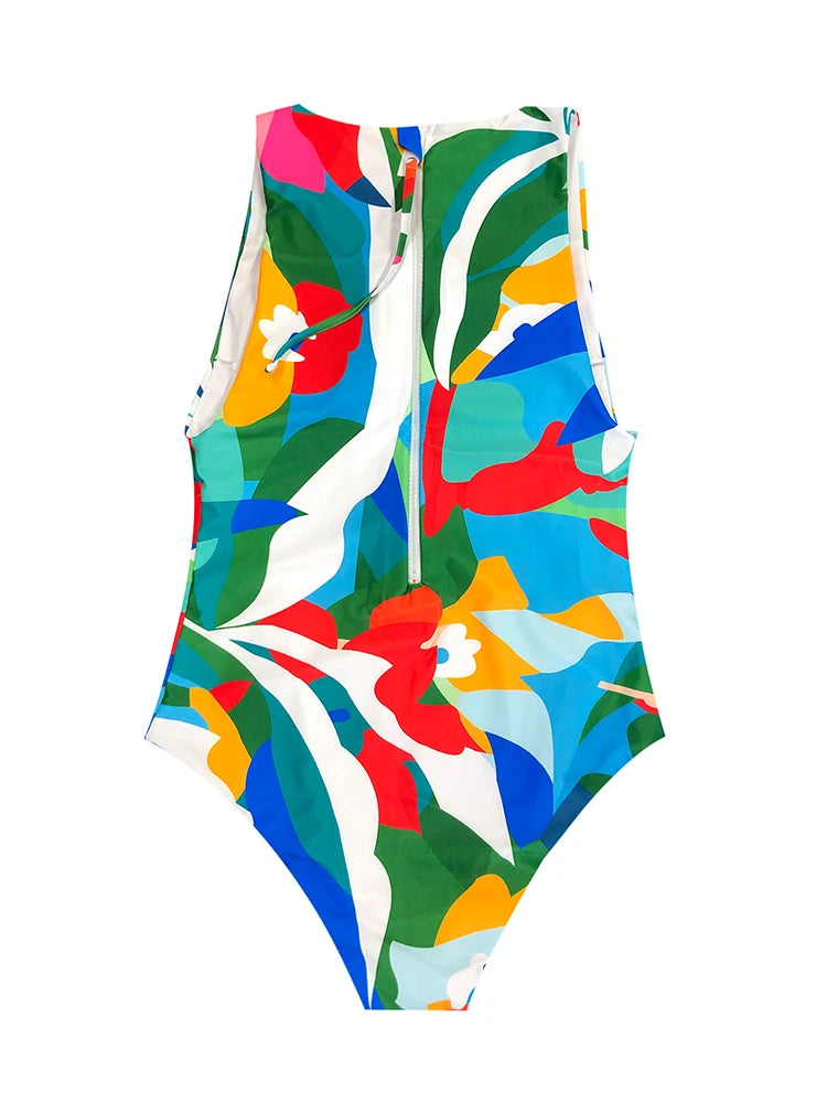 Retro Glam High-Cut One-Piece Swimsuit