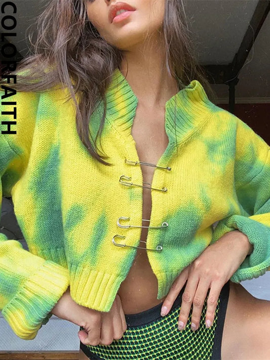 Retro Chic Tie-Dye Cardigan - Y2K Vintage Style