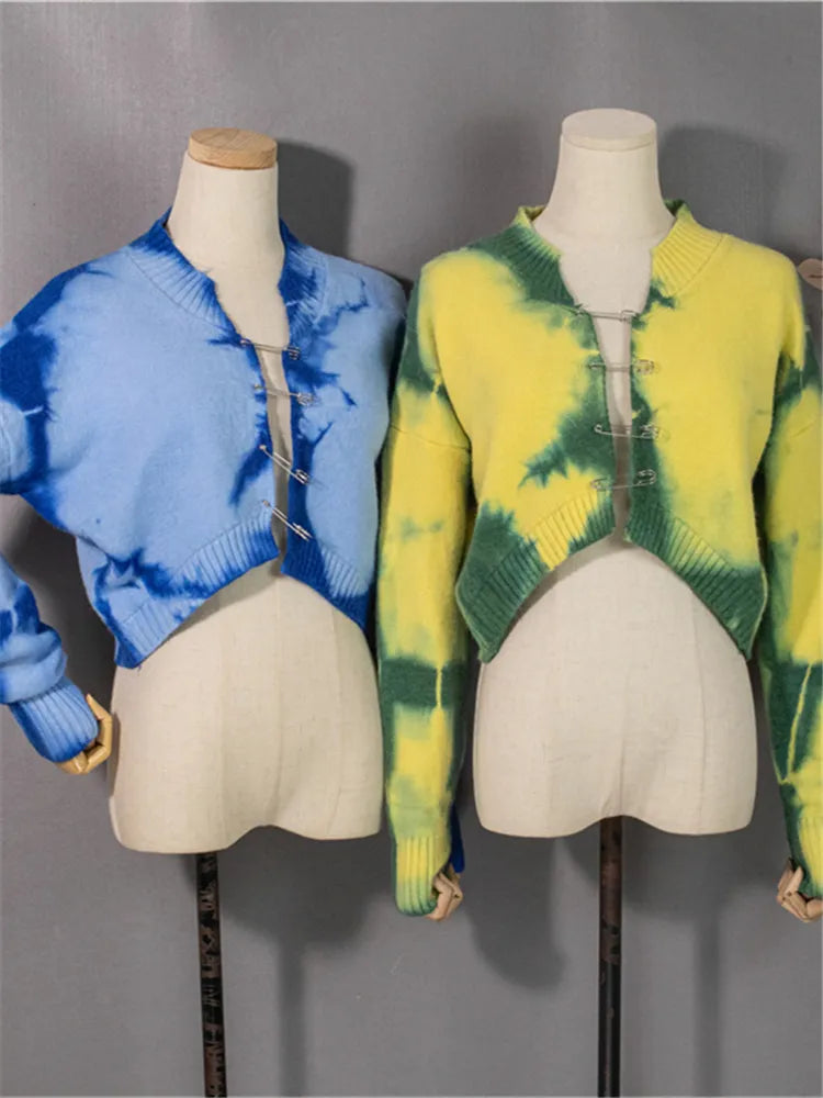 Retro Chic Tie-Dye Cardigan - Y2K Vintage Style